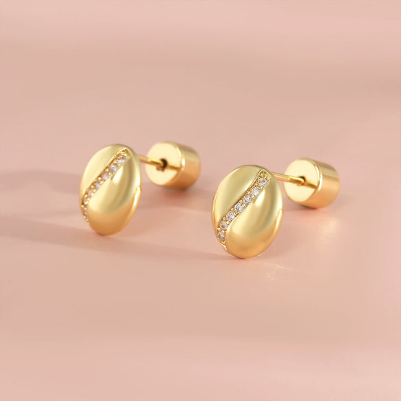 Wholesale Women's Geometric Copper Coffee Bean Earrings With Electroplating