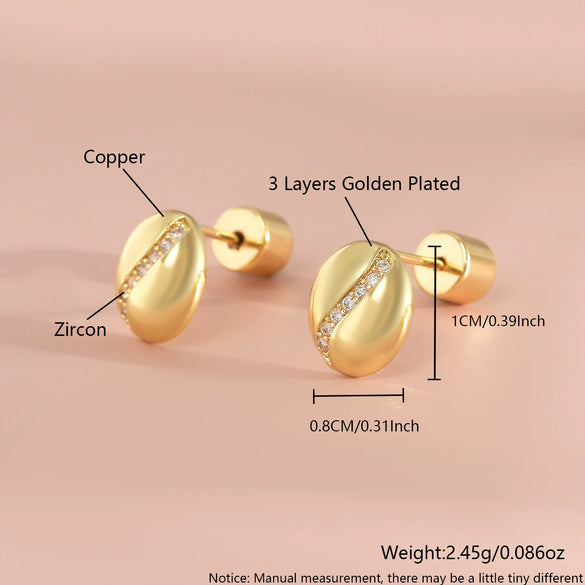 Wholesale Women's Geometric Copper Coffee Bean Earrings With Electroplating