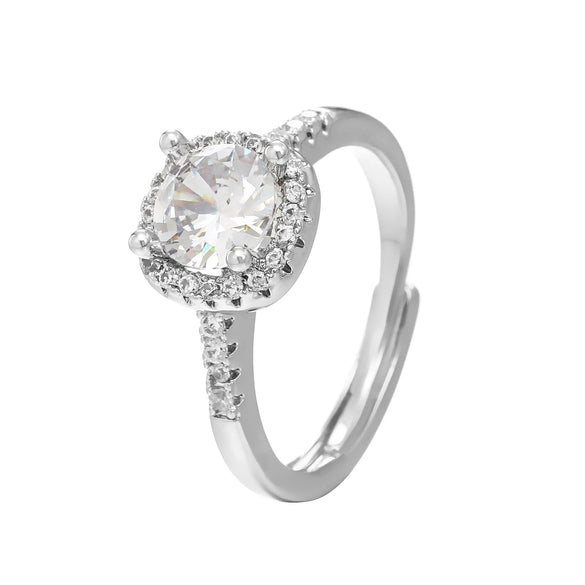 Wholesale Women's Geometric Copper Diamondencrusted Ring Square Princess Style