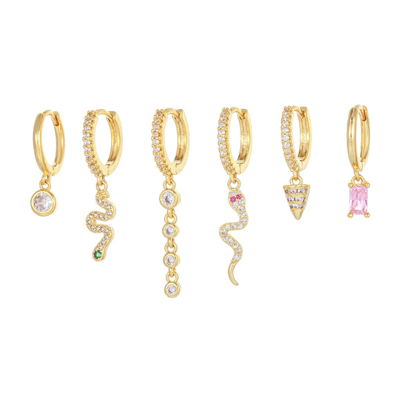 Wholesale Women's Geometric Copper Earrings Inlaid Zircon With Snake And Animal Patterns