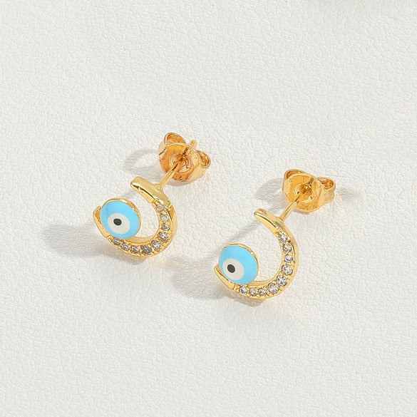 Wholesale Women's Geometric Copper Earrings With Facial Features And Expressions Style And Electroplating Treatment
