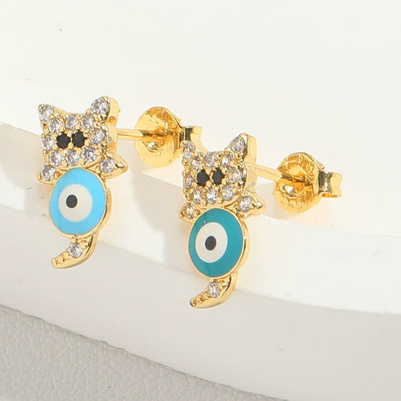 Wholesale Women's Geometric Copper Earrings With Facial Features And Expressions Style And Electroplating Treatment