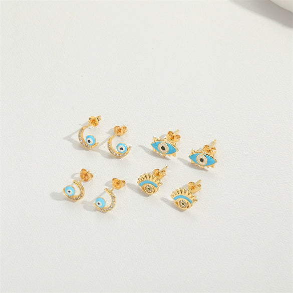 Wholesale Women's Geometric Copper Earrings With Facial Features And Expressions Style And Electroplating Treatment