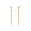 Wholesale Women's Geometric Copper Earrings With Gold Stone Strip Tassel And 14K Gold Plated