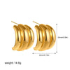 Wholesale Women's Geometric Copper Earrings With Striped Texture Electroplated In Fashion Style