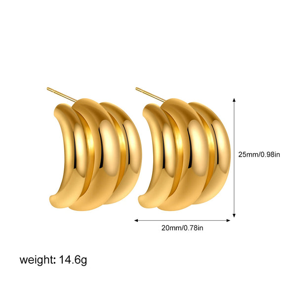 Wholesale Women's Geometric Copper Earrings With Striped Texture Electroplated In Fashion Style