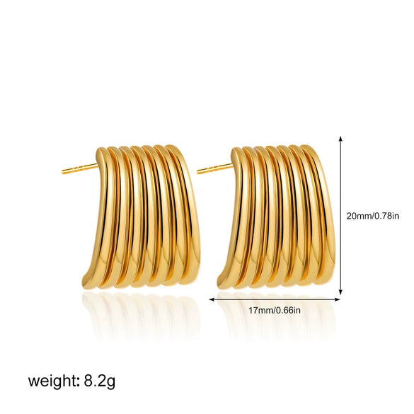 Wholesale Women's Geometric Copper Earrings With Striped Texture Electroplated In Fashion Style