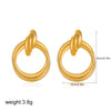 Wholesale Women's Geometric Copper Earrings With Striped Texture Electroplated In Fashion Style
