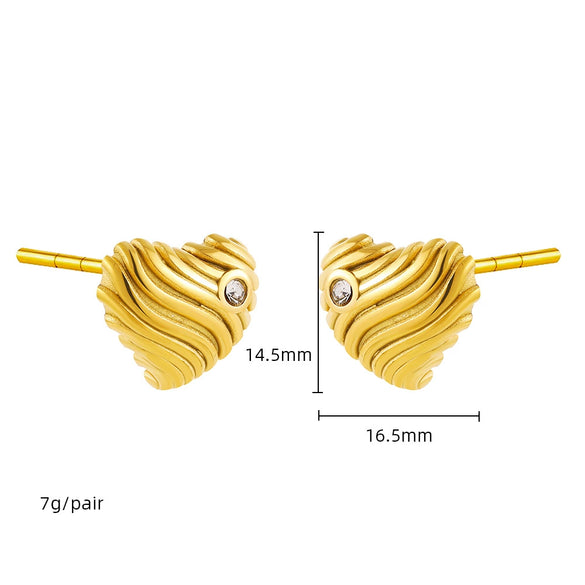 Wholesale Women's Geometric Copper Earrings With Striped Texture Electroplated In Fashion Style