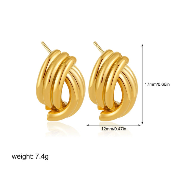 Wholesale Women's Geometric Copper Earrings With Striped Texture Electroplated In Fashion Style