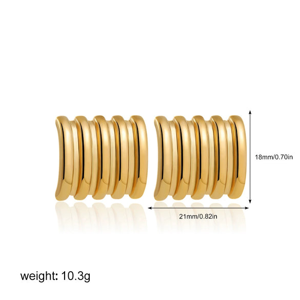 Wholesale Women's Geometric Copper Earrings With Striped Texture Electroplated In Fashion Style