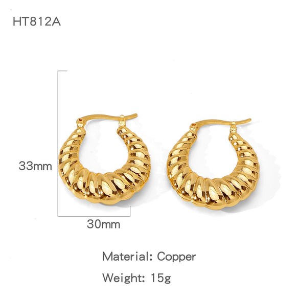 Wholesale Women's Geometric Copper Earrings With Texturized Electroplating