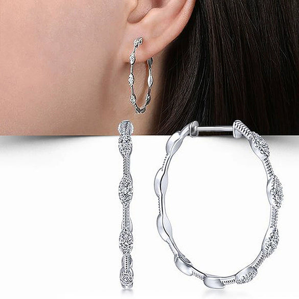 Wholesale Women's Geometric Copper Earrings With Zirconia Design
