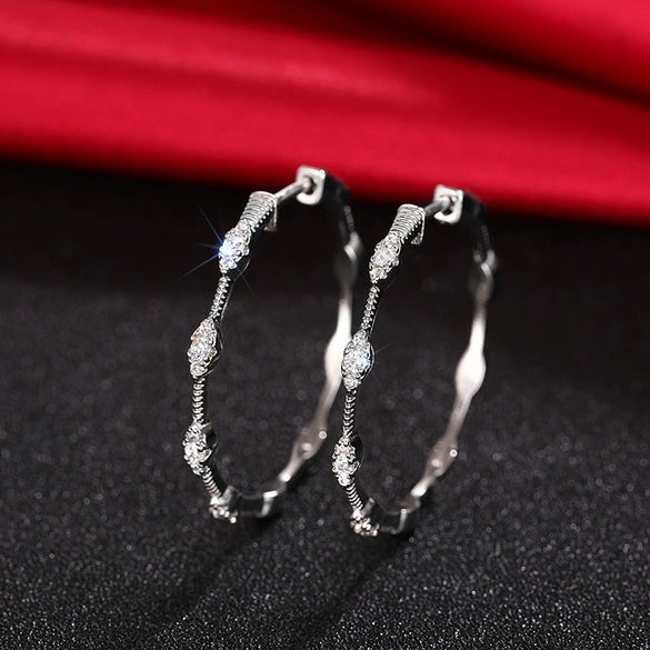 Wholesale Women's Geometric Copper Earrings With Zirconia Design
