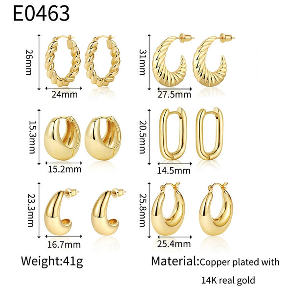 Wholesale Women's Geometric Copper Electroplated Gold Earrings Set Jewelry
