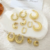 Wholesale Women's Geometric Copper Electroplated Gold Earrings Set Jewelry