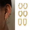 Wholesale Women's Geometric Copper Electroplated Light Luxury Gold Pigment Earrings Jewelry