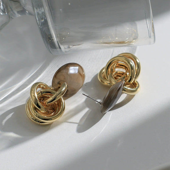 Wholesale Women's Geometric Copper Electroplated Ring Earrings