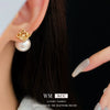 Wholesale Women's Geometric Copper Electroplated Square Hollow Pearl Earrings Light Luxury Style