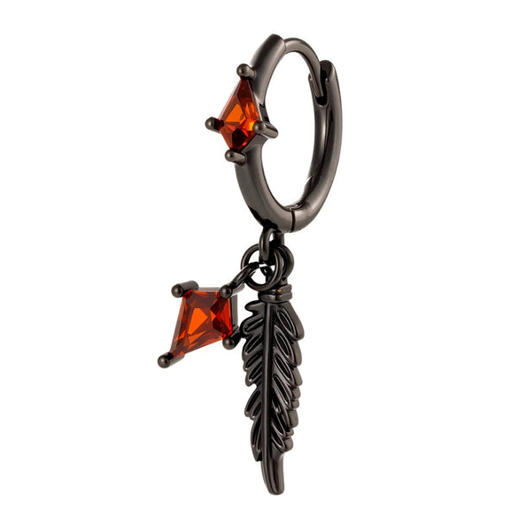 Wholesale Women's Geometric Copper Feather Diamond Zircon Earrings Electroplating Style