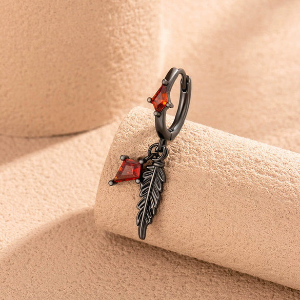 Wholesale Women's Geometric Copper Feather Diamond Zircon Earrings Electroplating Style