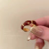 Wholesale Women's Geometric Copper Finger Ring With Red Drop Glaze And Electroplating