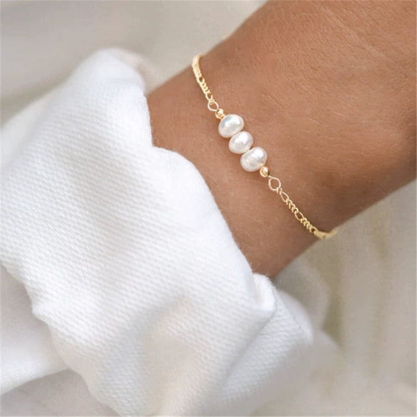 Wholesale Women's Geometric Copper Freshwater Pearl Bracelet Set With Pearls