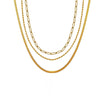 Wholesale Women's Geometric Copper Gold Plated Layered Snake Bone Chain Necklace