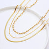Wholesale Women's Geometric Copper Gold Plated Layered Snake Bone Chain Necklace