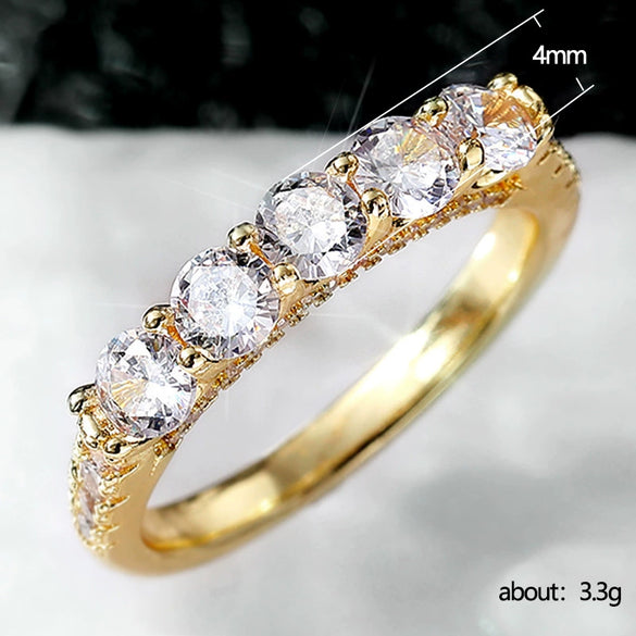 Wholesale Women's Geometric Copper Goldplated Zircon Inlaid Ring And Bracelet