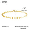 Wholesale Women's Geometric Copper 14K Gold Plated Disc Chain Anklet Jewelry