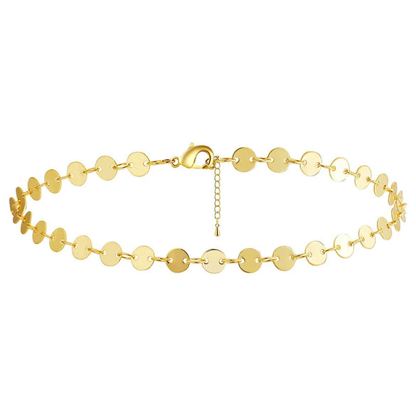 Wholesale Women's Geometric Copper 14K Gold Plated Disc Chain Anklet Jewelry