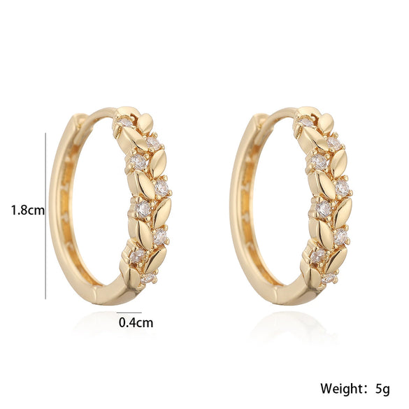 Wholesale Women's Geometric Copper 18K Gold Plated Micro Setting Hoop Earrings