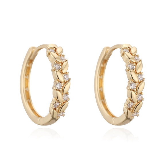 Wholesale Women's Geometric Copper 18K Gold Plated Micro Setting Hoop Earrings