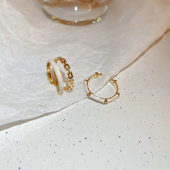 Wholesale Women's Geometric Copper Light Luxury Ring With Real Gold Electroplated