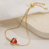 Wholesale Women's Geometric Copper Microset Heart Cross Bracelet Hand Jewelry