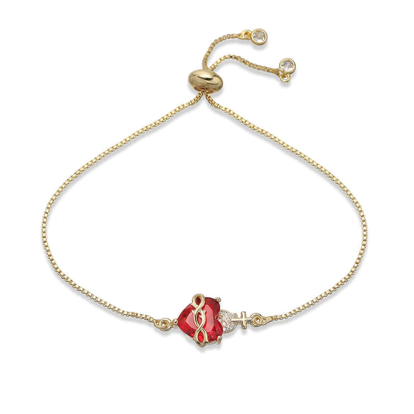 Wholesale Women's Geometric Copper Microset Heart Cross Bracelet Hand Jewelry