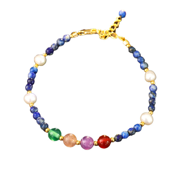 Wholesale Women's Geometric Copper Natural Stone Pearl Bracelet Electroplated With Gold
