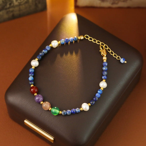 Wholesale Women's Geometric Copper Natural Stone Pearl Bracelet Electroplated With Gold