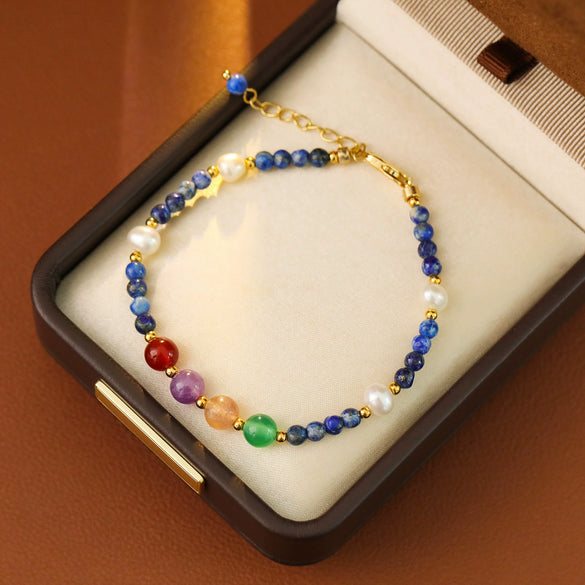 Wholesale Women's Geometric Copper Natural Stone Pearl Bracelet Electroplated With Gold