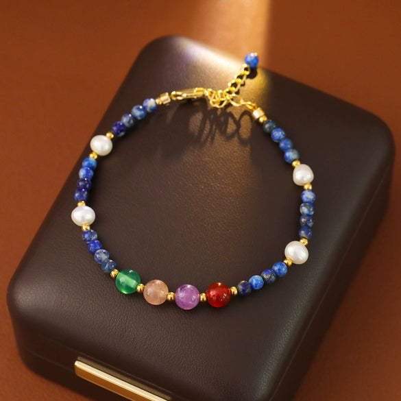 Wholesale Women's Geometric Copper Natural Stone Pearl Bracelet Electroplated With Gold