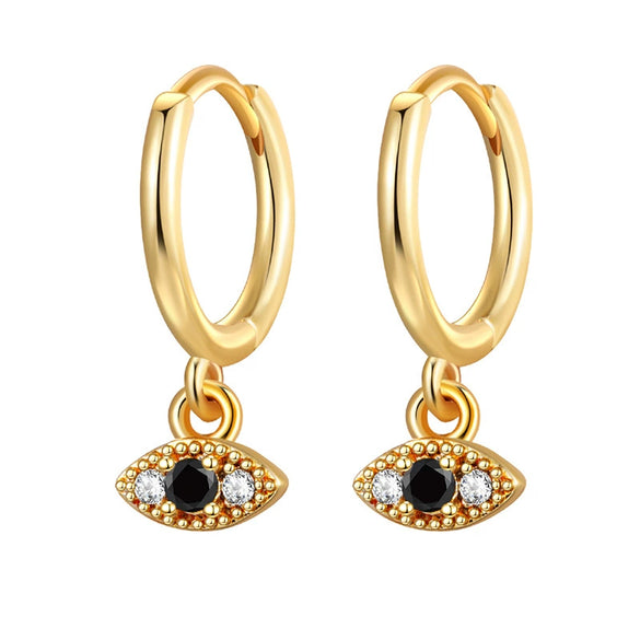Wholesale Women's Geometric Copper Plated With Real Gold Devil's Eye Earrings