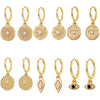 Wholesale Women's Geometric Copper Plated With Real Gold Devil's Eye Earrings