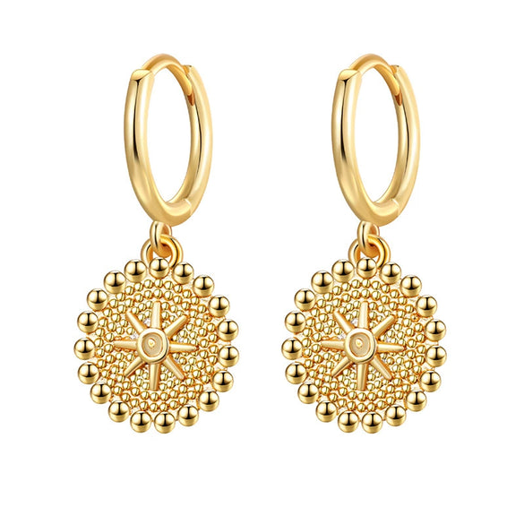 Wholesale Women's Geometric Copper Plated With Real Gold Devil's Eye Earrings