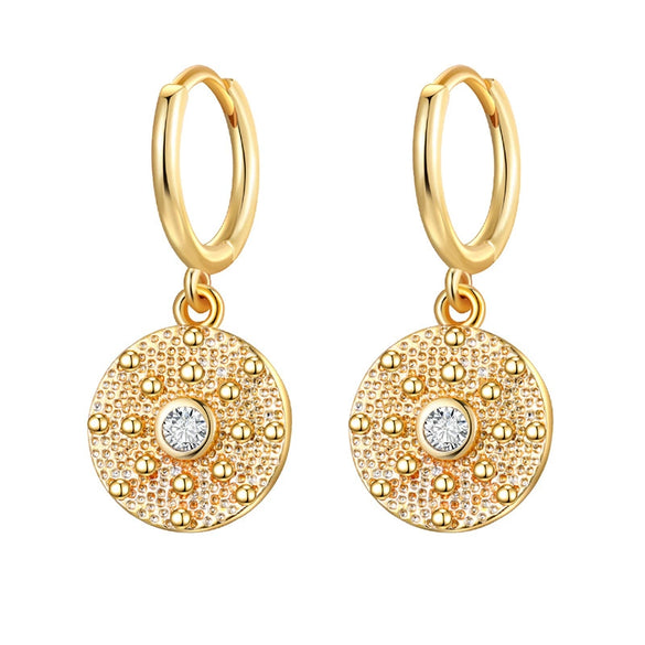 Wholesale Women's Geometric Copper Plated With Real Gold Devil's Eye Earrings