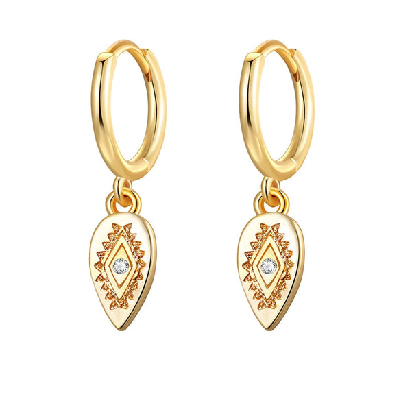 Wholesale Women's Geometric Copper Plated With Real Gold Devil's Eye Earrings