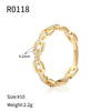 Wholesale Women's Geometric Copper Real Gold Plated Diamond Ring Retro Simple Jewelry