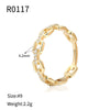Wholesale Women's Geometric Copper Real Gold Plated Diamond Ring Retro Simple Jewelry