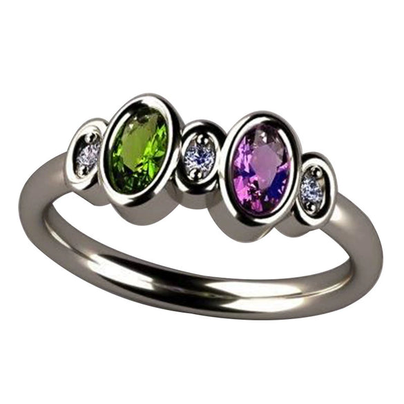 Wholesale Women's Geometric Copper Ring Jewelry With Colorful Zircon And Platinum Plated