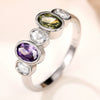 Wholesale Women's Geometric Copper Ring Jewelry With Colorful Zircon And Platinum Plated